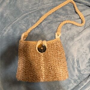 Handcrafted Tan Crochet Shoulder Bag